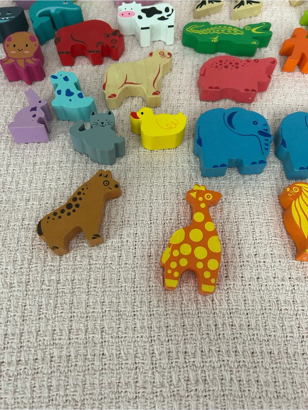 Colorful Wooden Animal and Tree Toy Set